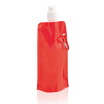 Opvouwbare plastic drinkfles met karabijnhaakclip 400ml kleur rood