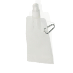 Opvouwbare plastic drinkfles met karabijnhaakclip 400ml kleur wit