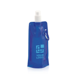Opvouwbare plastic drinkfles met karabijnhaakclip 400ml met jouw bedrukking