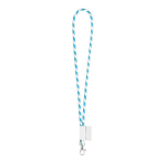 Buisvormige keycords met logo. Levertijd 4-6 dagen Tube Stripes Clear kleur cyaan blauw