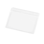 Badgehouder van plastic met gaatjes voor karabijnhaak 11x9 cm kleur doorzichtig