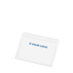 Badgehouder van plastic met gaatjes voor karabijnhaak 11x9 cm met afdrukgebied