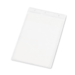 Verticale badgehouder van plastic met gaten voor karabijnhaak 11x17 cm kleur doorzichtig