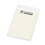 Verticale badgehouder van plastic met gaten voor karabijnhaak 11x17 cm kleur doorzichtig afbeelding met logo