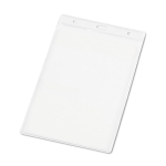 Verticale badgehouder van plastic met gaten voor karabijnhaak 11x17 cm diverse kleuren