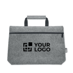 Vilten laptoptas met binnenvak bedrukken 15'' RPET Felt kleur grijs weergave met bedrukking