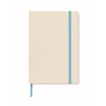 Gerecyclede hardcover A5 notitieboekjes met elastische band EcoMilk kleur turkoois tweede weergave