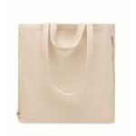 Gerecyclede tas bedrukken met ritsvak 380 g/m2 Double Handle kleur beige tweede weergave