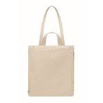 Gerecyclede tas bedrukken met ritsvak 380 g/m2 Double Handle kleur beige derde weergave