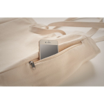 Gerecyclede tas bedrukken met ritsvak 380 g/m2 Double Handle kleur beige foto bekijken derde weergave
