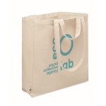 Gerecyclede tas bedrukken met ritsvak 380 g/m2 Double Handle kleur beige hoofdweergave