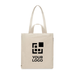Gerecyclede tas bedrukken met ritsvak 380 g/m2 Double Handle kleur beige weergave met bedrukking