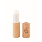 Lippenbalsem met logo in een bamboe omhulsel Cocoa kleur hout hoofdweergave