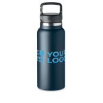 Roestvrijstalen thermosfles met handvat 970 ml Handle kleur ultramarijn blauw weergave met bedrukking