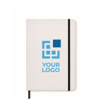 Gerecycled notitieboekje van steenpapier A5 StonePaper Recyclo kleur wit weergave met bedrukking
