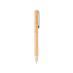 Bamboe draaipen met metalen details en blauwe inkt Naira kleur hout weergave met bedrukking