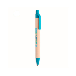 Milieuvriendelijke pen met kleurdetails en blauwe inkt Eco Milky kleur turkoois weergave met bedrukking