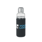 Glazen fles met logo 500 ml Crystal Reminder kleur zwart weergave met bedrukking
