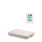 Magnetische draadloze bamboo laders bedrukken Power Magnet kleur wit weergave met bedrukking