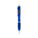 Pen met gerecyclede drukknop blauwe inkt Color RPET kleur blauw afbeelding met logo