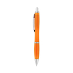 Pen met gerecyclede drukknop blauwe inkt Color RPET kleur oranje