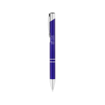 Pen van gerecylced aluminium met blauwe inkt Aster Recycled met afdrukgebied