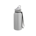 Kunststof sportfles met ingebouwd rietje en handvat 1230ml kleur grijs