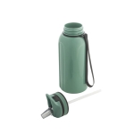 Kunststof sportfles met ingebouwd rietje en handvat 1230ml kleur lichtgroen derde weergave