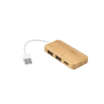 USB 2.0-hub met en kabel Bamboo Type-C-poort kleur naturel