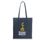 Tas bedrukken van gerecycled katoen en RPET 180 g/m2 Recycle Cairo kleur marineblauw afbeelding met logo