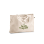 Praktische tas van gerecycled katoen en lange hengsels 280 g/m2 kleur naturel afbeelding met logo