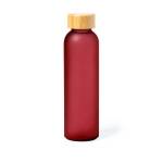 Gekleurde glazen fles met matte afwerking en bamboe dop 500ml kleur rood  negende weergave