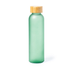 Gekleurde glazen fles met matte afwerking en bamboe dop 500ml kleur groen  negende weergave