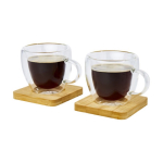 Set van 2 kleine koffiekopjes bedrukken met bamboe 100ml Espresso kleur doorzichtig tweede weergave