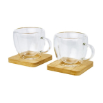 Set van 2 kleine koffiekopjes bedrukken met bamboe 100ml Espresso kleur doorzichtig vierde weergave