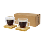 Set van 2 kleine koffiekopjes bedrukken met bamboe 100ml Espresso kleur doorzichtig weergave tampondruk