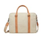Elegante gewatteerde gerecyclede laptoptas 16'' kleur beige derde weergave