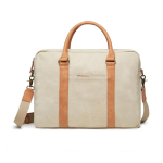 Elegante gewatteerde gerecyclede laptoptas 16'' kleur beige