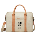 Elegante gewatteerde gerecyclede laptoptas 16'' kleur beige met afdrukgebied