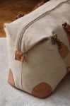 Kwaliteit gerecyclede canvas weekendtas EcoJourney kleur beige sfeer weergave 3