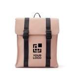 Waterafstotende vegan leren reisrugzak Contempo kleur beige met afdrukgebied