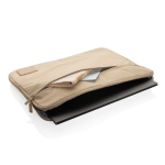 Laptophoes van gerecycled polyester 15,6'' kleur lichtbruin derde weergave