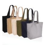 Boodschappentas van gerecycled canvas met vak 240 g/m2 EcoTrace Raw kleur grijs algemene weergave