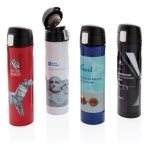 RVS thermoskan met snelsluiting 450ml Exclusive kleur blauw diverse weergaves met logo