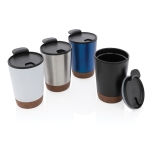 Gepersonaliseerde stalen thermosbeker met kurkbasis 300ml Eco Cork kleur zilver algemene weergave