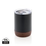 Compacte thermosbeker met kurkbodem 180ml Eco Cork Small kleur zwart