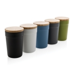 Gerecyclede plastic thermosbeker met bamboe deksel 300ml Ecobrew kleur donkergroen algemene weergave