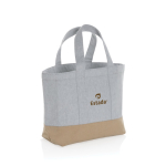 Koelbox in vorm van canvas tas verschillende kleuren EcoTrace Raw kleur grijs weergave met logo