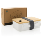 Gecertificeerde lunchbox van gerecycled PP Complete Bamboo Eco kleur wit weergave met doos