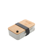Gecertificeerde lunchbox van gerecycled PP Complete Bamboo Eco kleur wit met afdrukgebied